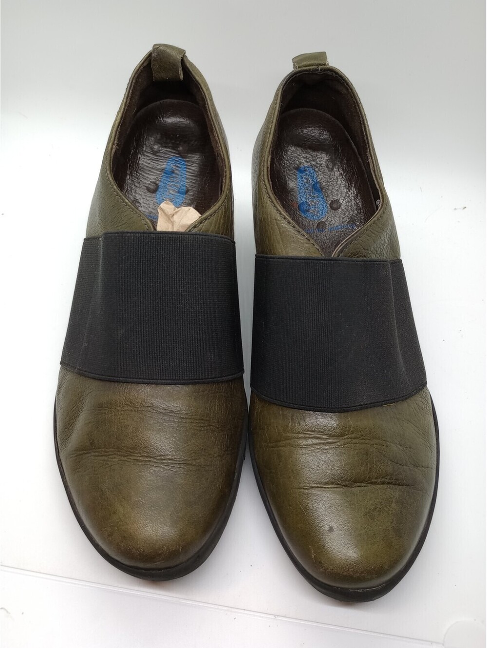 Wolky Women's Shoes 39 8.5 Heels Green Leather Bootie Black Slip On 202